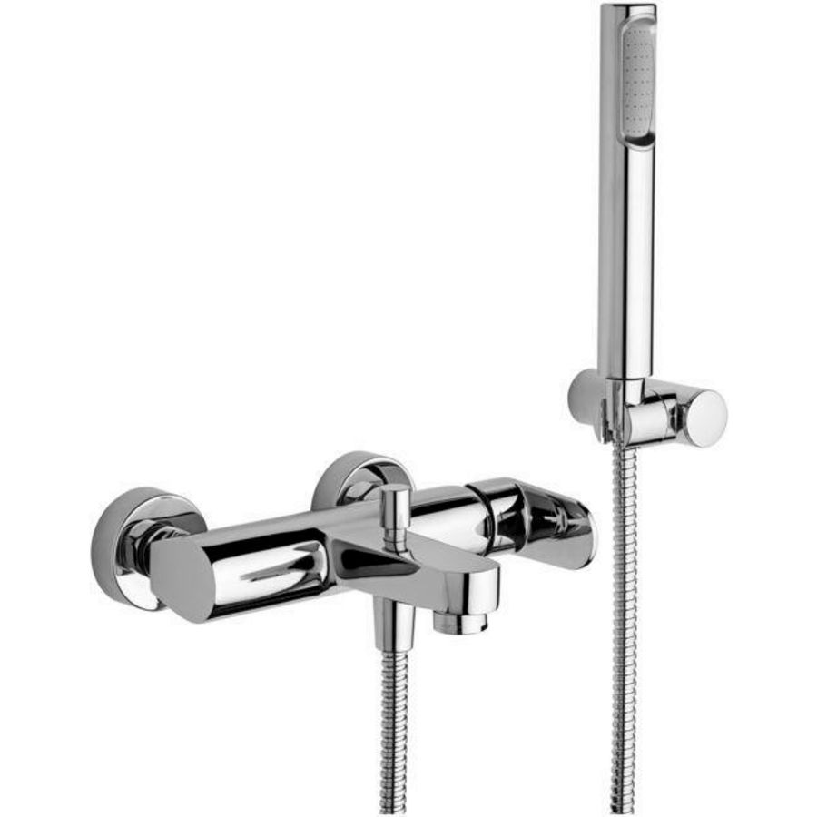 Badkraan CANDY 150mm 1-hendel chroom incl. S-koppelingen + regelbare staafdouche