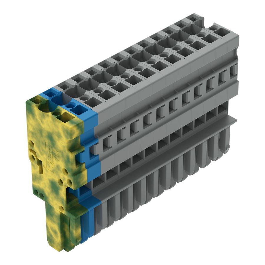 1-draads female steker CAGE CLAMP 4mm² grijs/blauw/g VVE=10