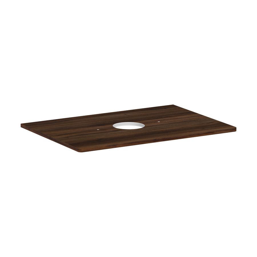 Console / wastafelblad 780x550mm Dark Walnut met middenuitsparing tbv waskom zonder kraangat Xelu Q