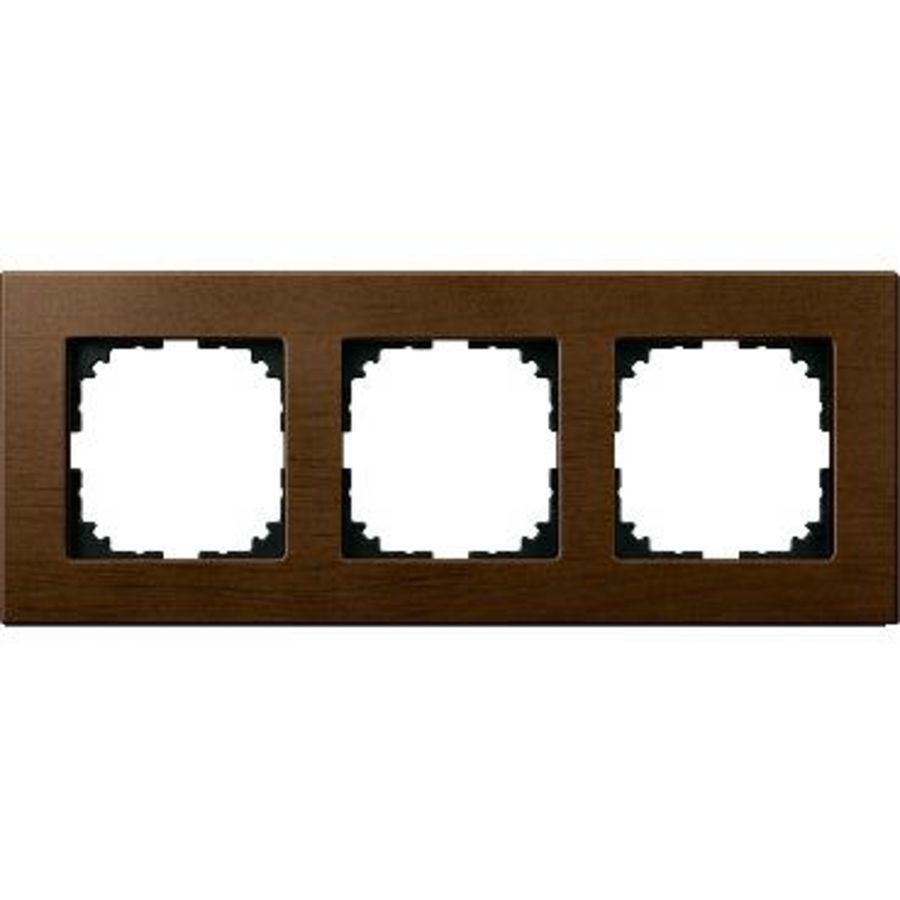 Afdekframe Merten M-Elegance hout 3 stellen walnoot