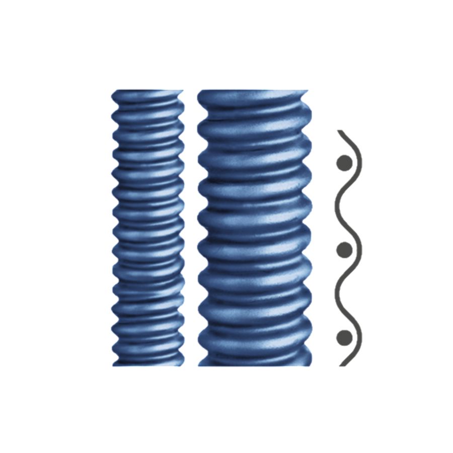 Doos a 10m. Beschermslang metaal  kunststof mntl Ø17mm IP68 blauw