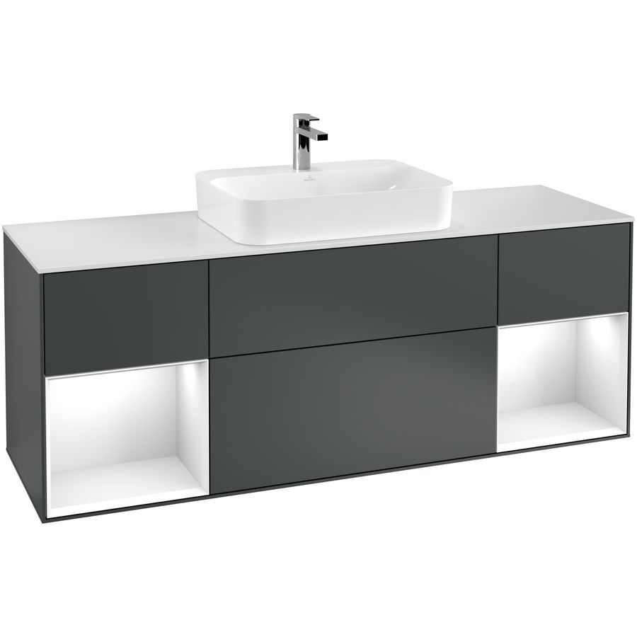 Wastafelonderkast Finion 1600x603x501mm Mid.Blue Matt Lacquer G451GFHG
