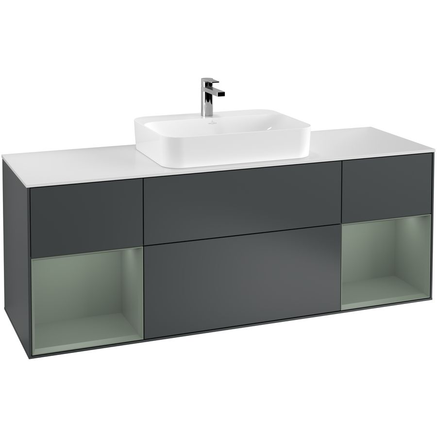Wastafelonderkast Finion 1600x603x501mm Mid.Blue Matt Lacquer G451GMHG