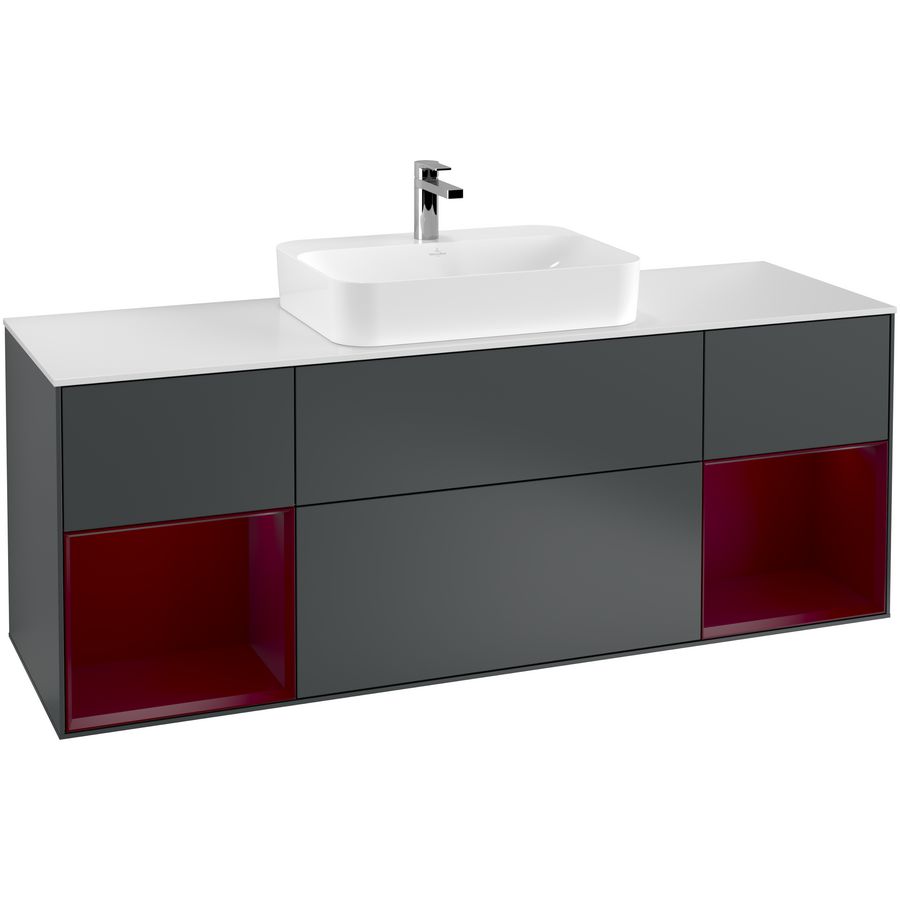 Wastafelonderkast Finion 1600x603x501mm Mid.Blue Matt Lacquer G451HBHG