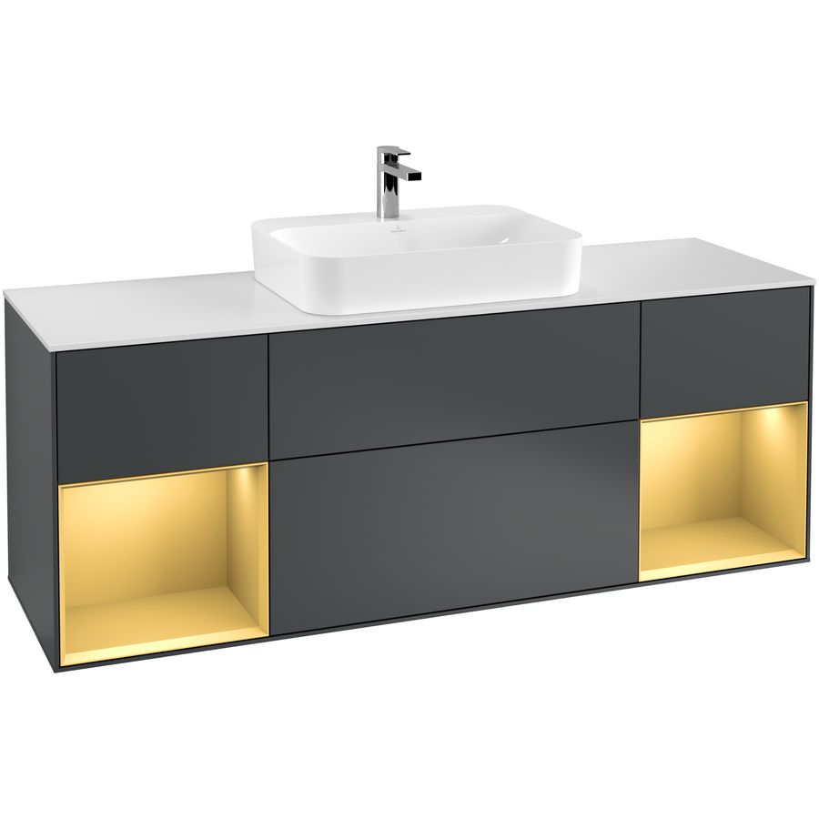 Wastafelonderkast Finion 1600x603x501mm Mid.Blue Matt Lacquer G451HFHG