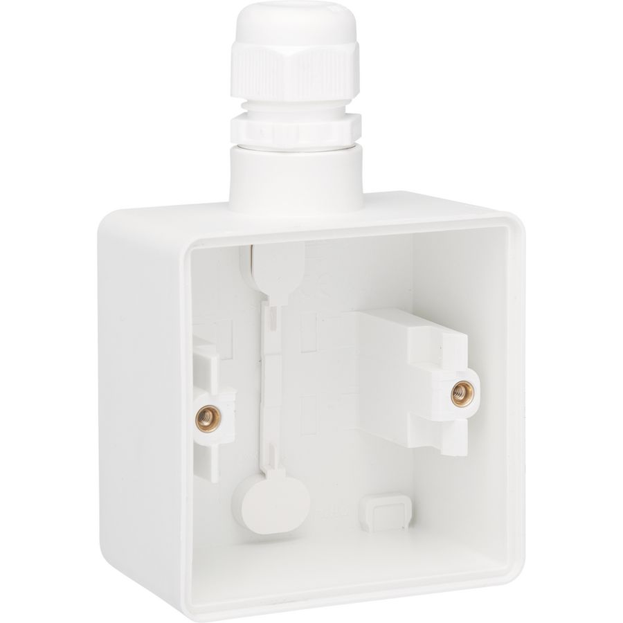 Spuitwaterdichte opbouwdoos Hydro 1 functie wit met 1x M20 ingang met wartel