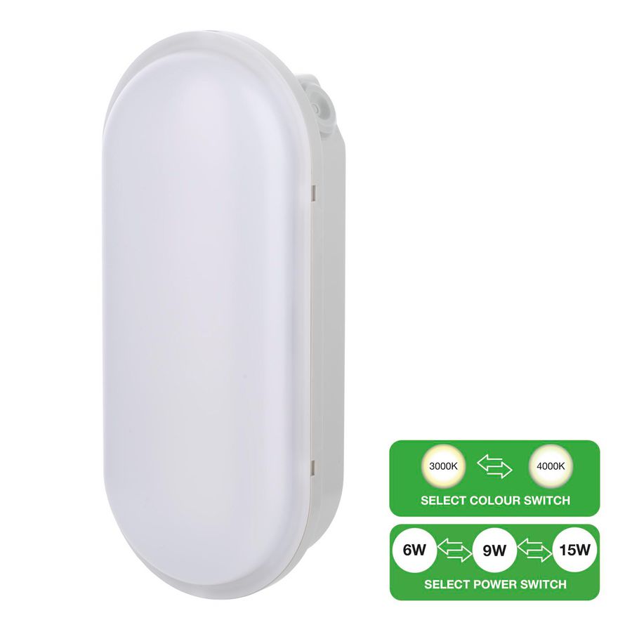 LED Bulkhead Switch 6W-9W-15W 570-1500lm 830-840 Oval Grey