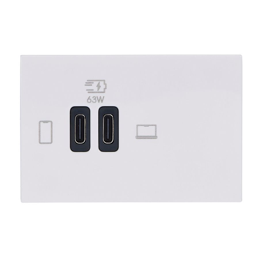 USB Powlader 2 modulen C + C 63W wit Mosaic