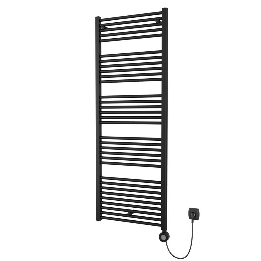 Elektr. handdoekradiator CALOR-V2 BLACK 900W 600X1497mm snoer 1,2mtr + stekker incl. regeling