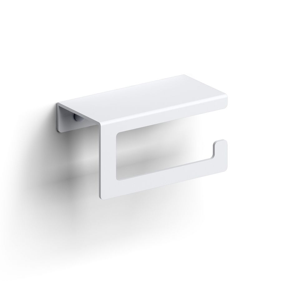 Fold closetrolhouder zonder klep gebogen mat wit poedercoating