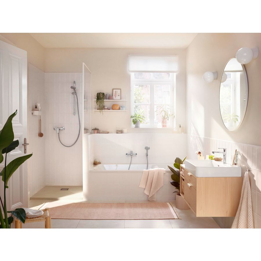 Rebris S 1-hendel badmengkraan opbouw met hartafstand 15,3cm chroom