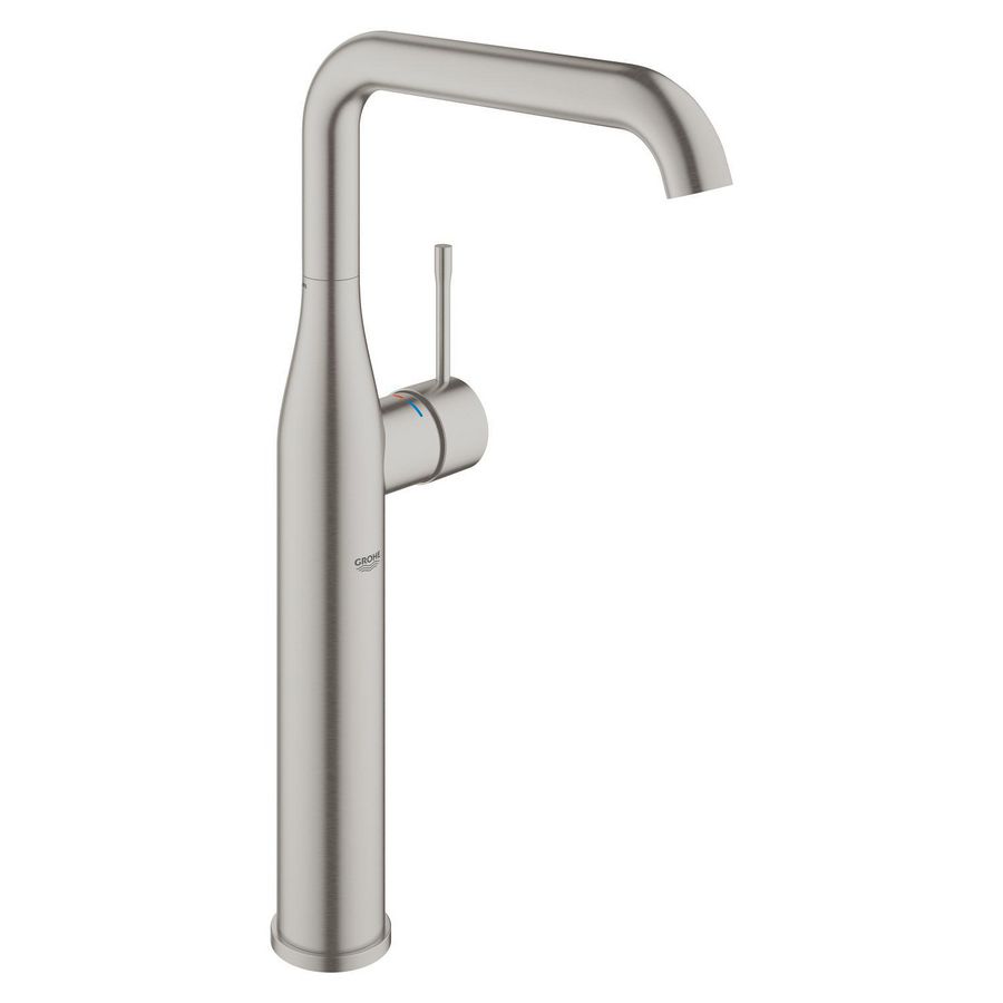 Essence XL-size opzetwastafelmengkraan supersteel (rvs look) gladde bod