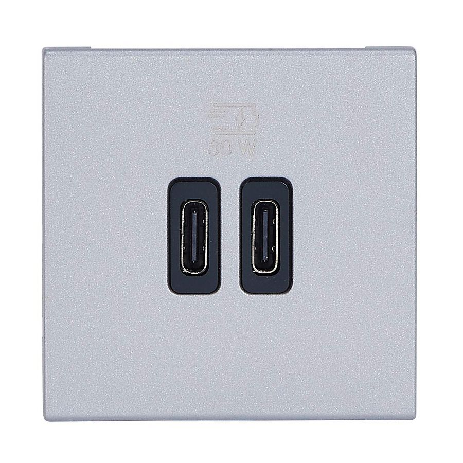 USB Powlader 30W 2 modulen C + C ALU Mosaic