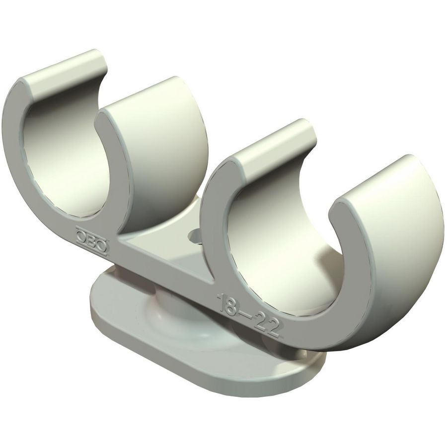 Sokkel-klembeugel 2 kabels 10mm polypr. li.grijs VVE=100