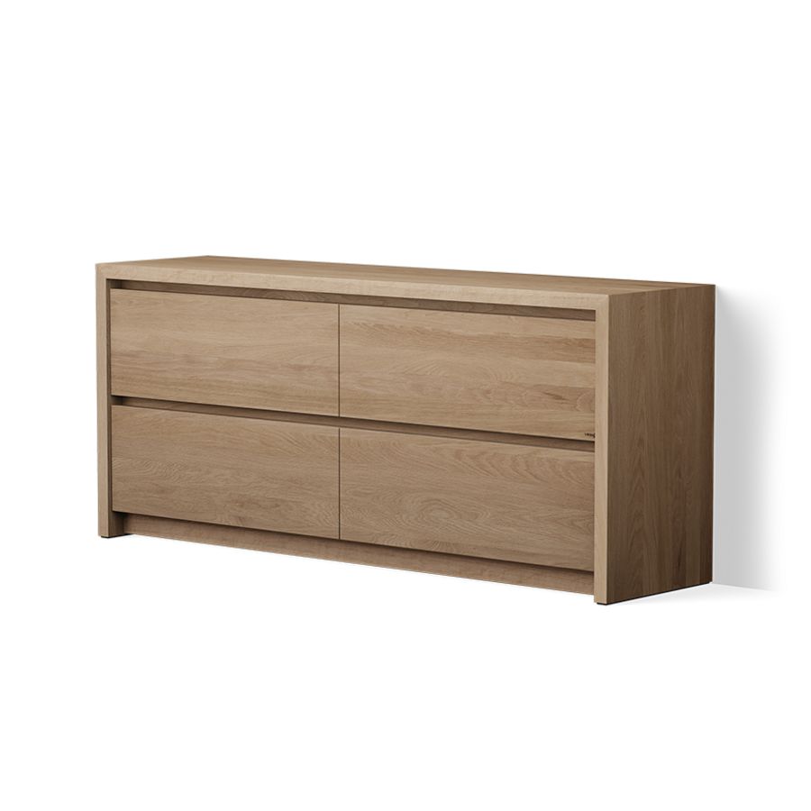 Badmeubel Wooden U-FLOOR 150cm 4 lades massief eiken ols grey