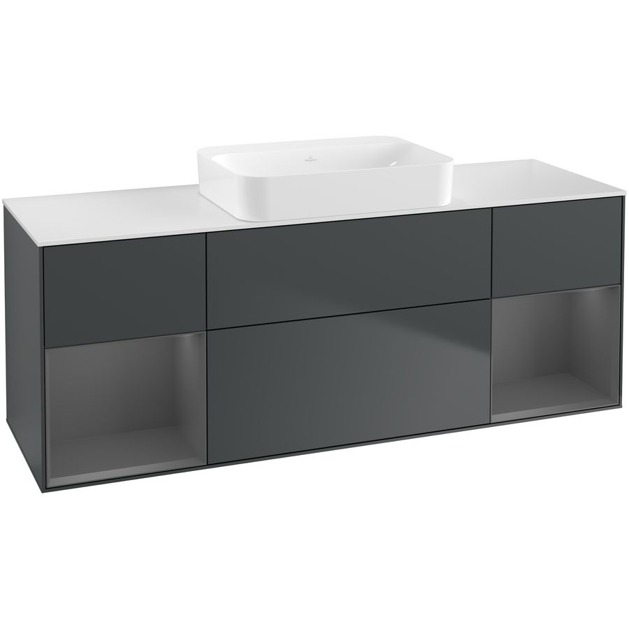 Wastafelonderkast Finion 1600x603x501mm Mid.Blue Matt Lacquer G741GKHG