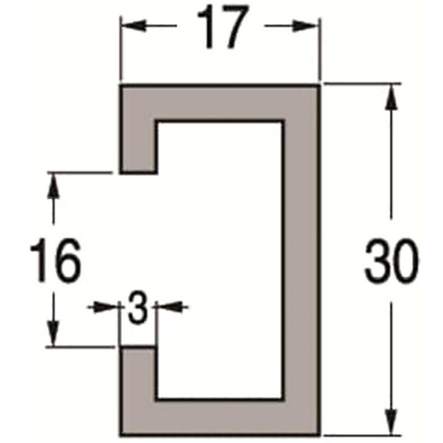 Lengte a 3mtr. alu. profiel 30x17mm VVE=5