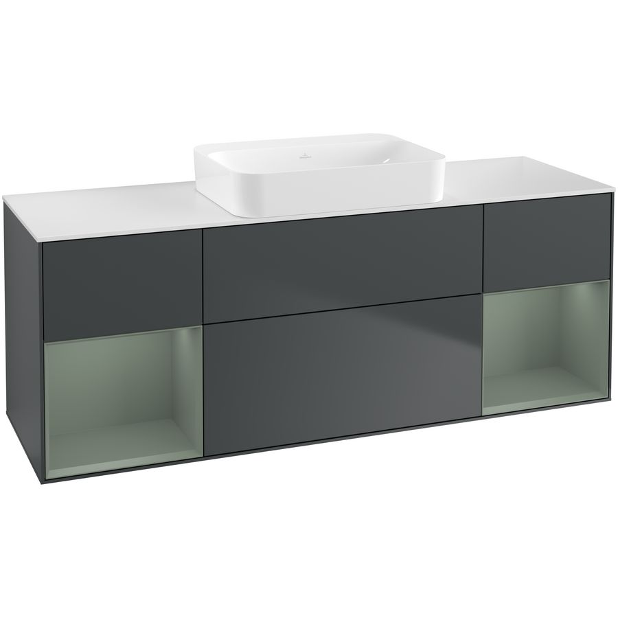 Wastafelonderkast Finion 1600x603x501mm Mid.Blue Matt Lacquer G741GMHG