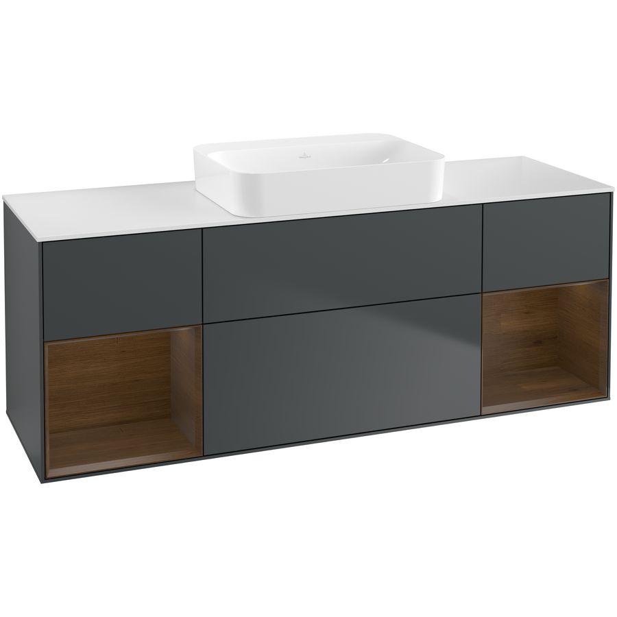 Wastafelonderkast Finion 1600x603x501mm Mid.Blue Matt Lacquer G741GNHG