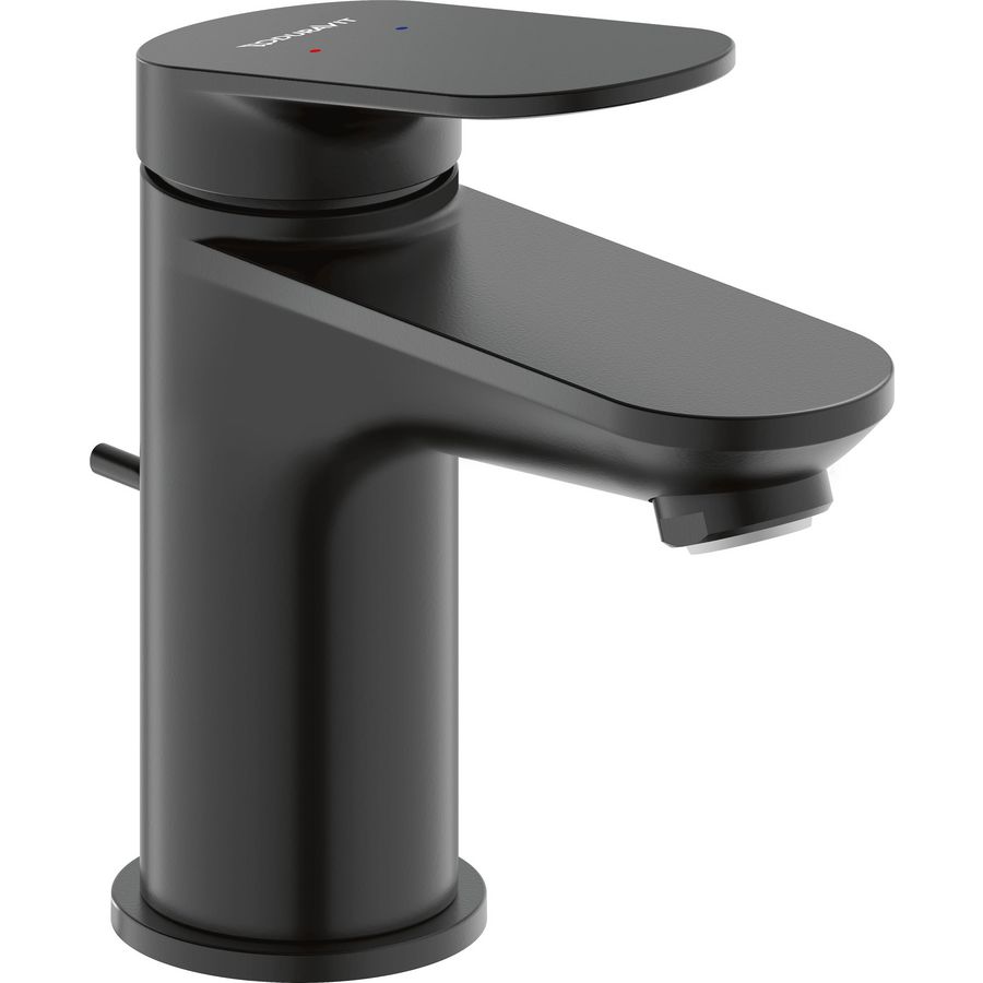 Wave 1-hendel wastafelmengkraan S mat zwart sprong 95mm incl. waste-inrichting