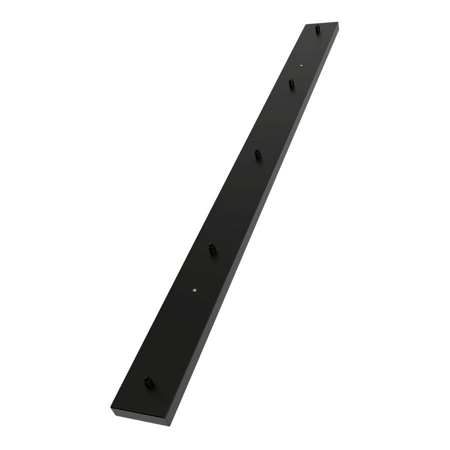 Plafondplaat metaal 130x10cm 5 gaten mat satijn zwart