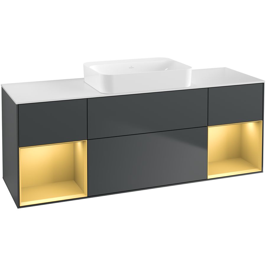 Wastafelonderkast Finion 1600x603x501mm Mid.Blue Matt Lacquer G741HFHG