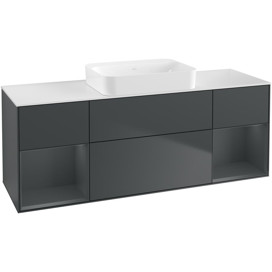 Wastafelonderkast Finion 1600x603x501mm Mid.Blue Matt Lacquer G741HGHG