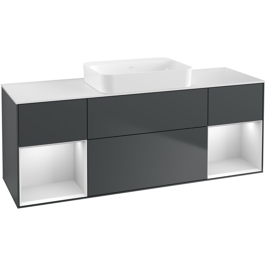 Wastafelonderkast Finion 1600x603x501mm Mid.Blue Matt Lacquer G741MTHG