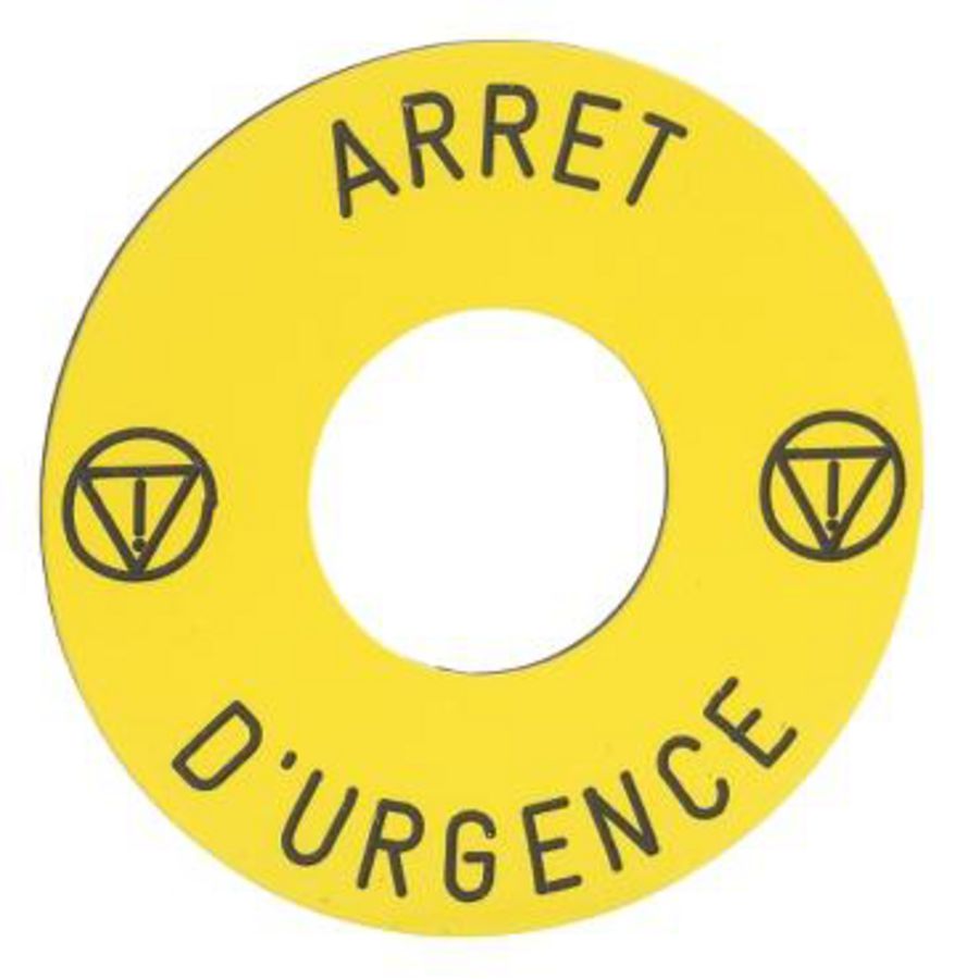 Etiket Ø45mm noodstop drukknop ARRET D"URGENCE VVE=10