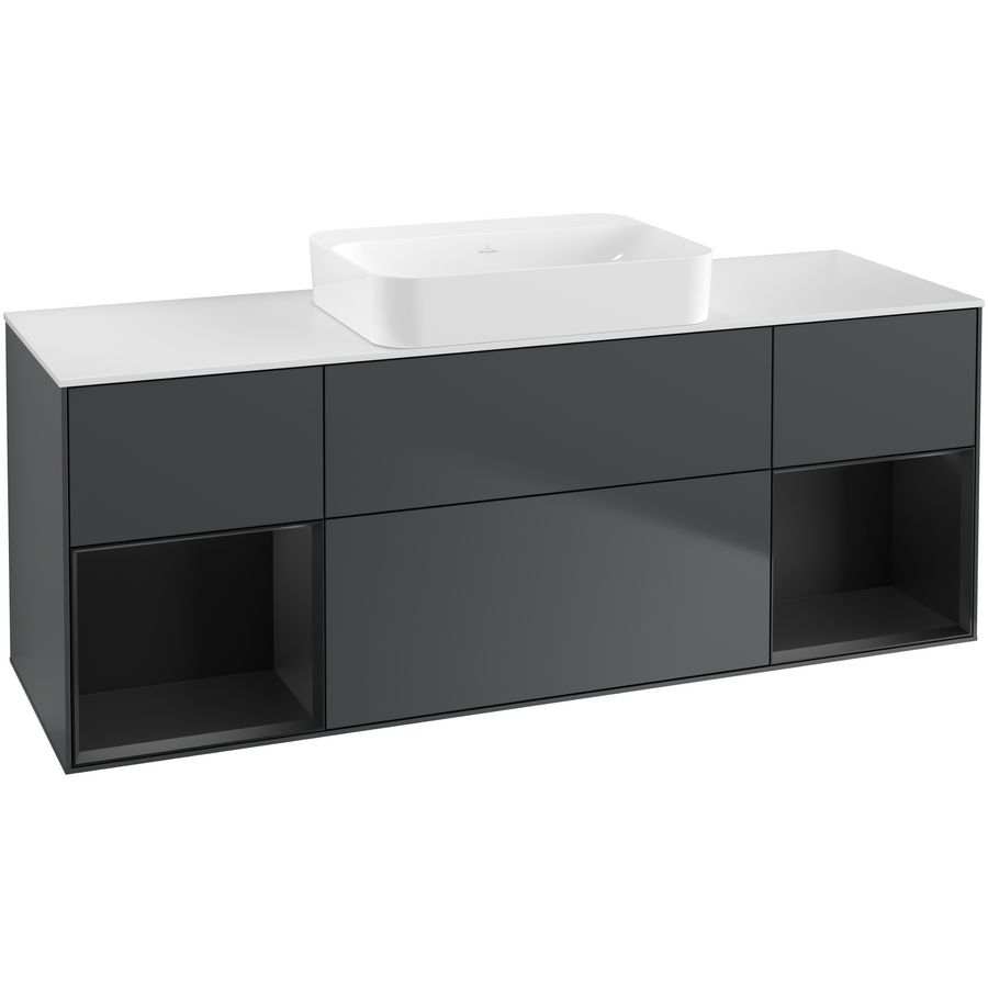 Wastafelonderkast Finion 1600x603x501mm Mid.Blue Matt Lacquer G741PDHG