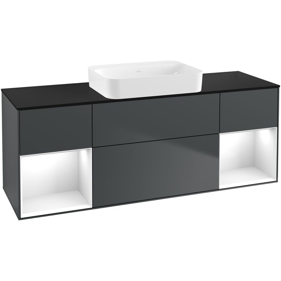 Wastafelonderkast Finion 1600x603x501mm Mid.Blue Matt Lacquer G742GFHG