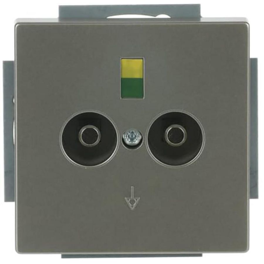 Aardingscontactdoos+Centraalplaat 2v inb pure-rvs