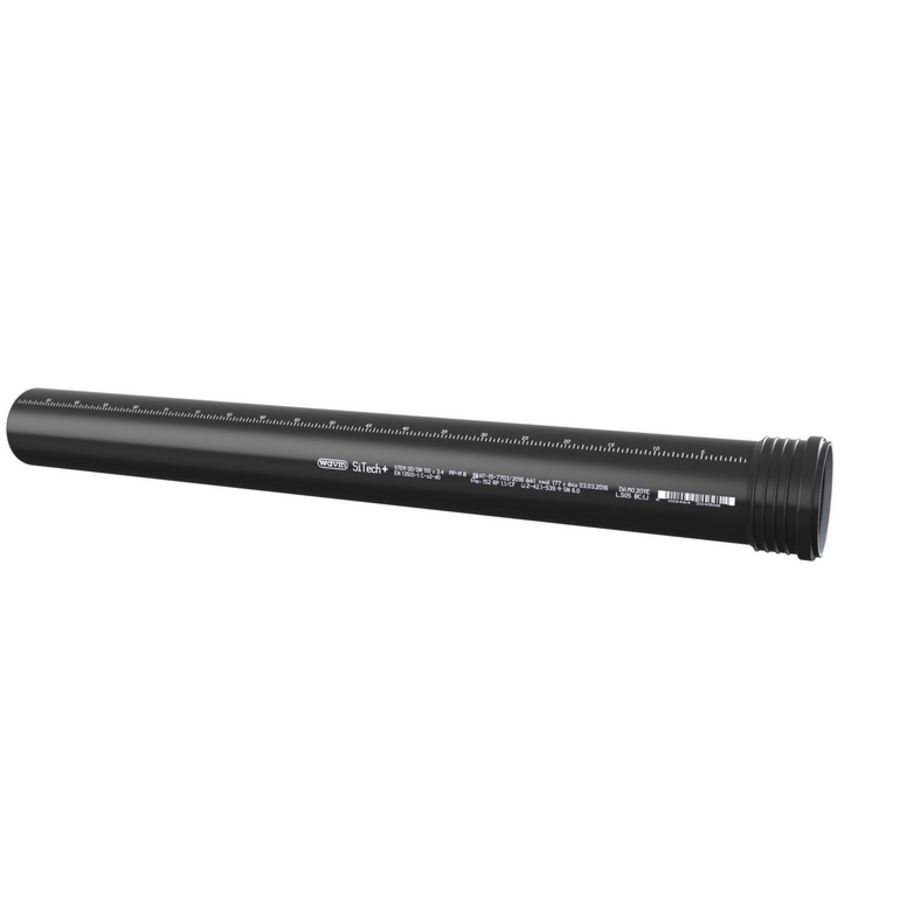 Paslengte Sitech+ geluidsarm PP 160mm l=25cm mof/ spie zwart
