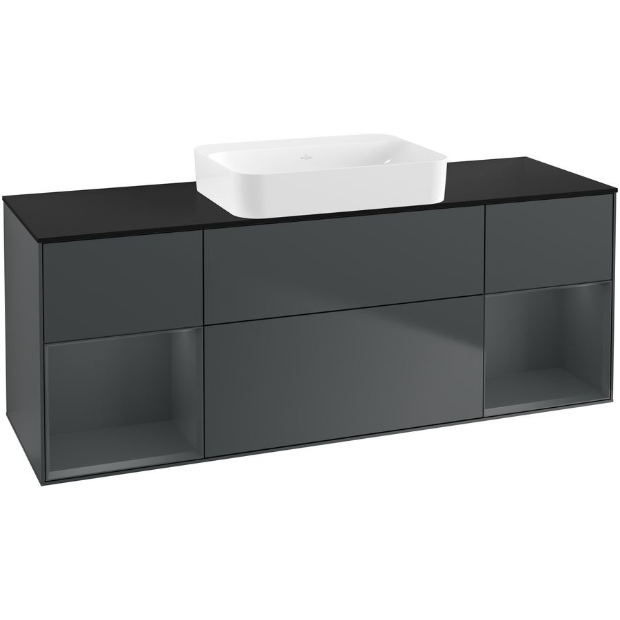 Wastafelonderkast Finion 1600x603x501mm Mid.Blue Matt Lacquer G742HGHG