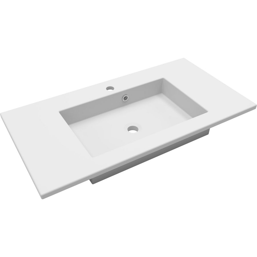 Meubelwastafel AMARO 90cm kunstmarmer mat wit 1x kraangat (cast marble)