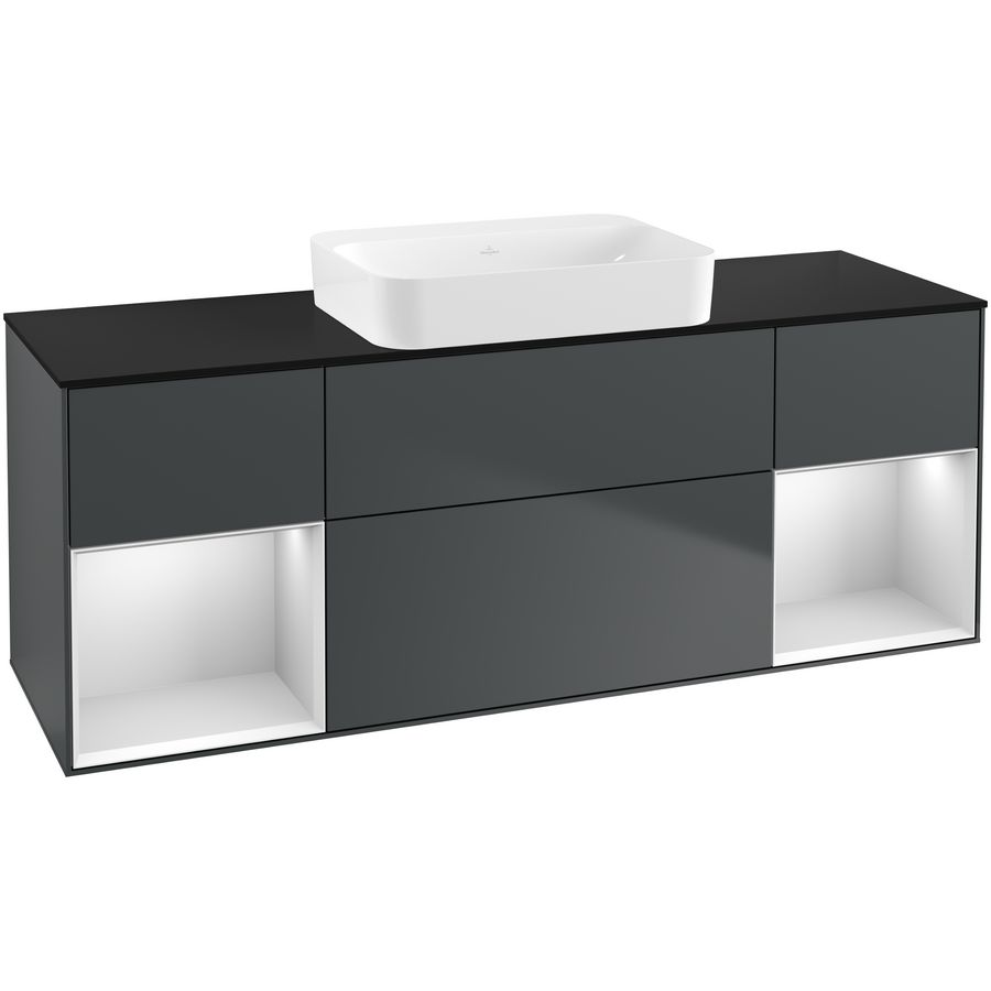 Wastafelonderkast Finion 1600x603x501mm Mid.Blue Matt Lacquer G742MTHG