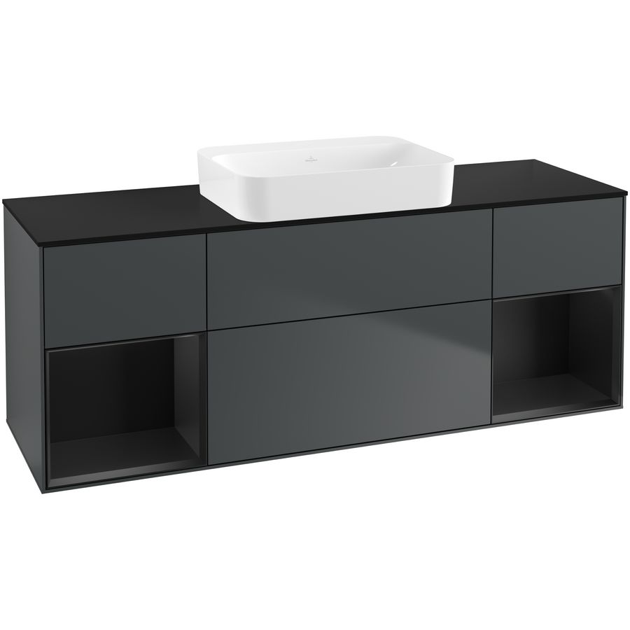 Wastafelonderkast Finion 1600x603x501mm Mid.Blue Matt Lacquer G742PDHG