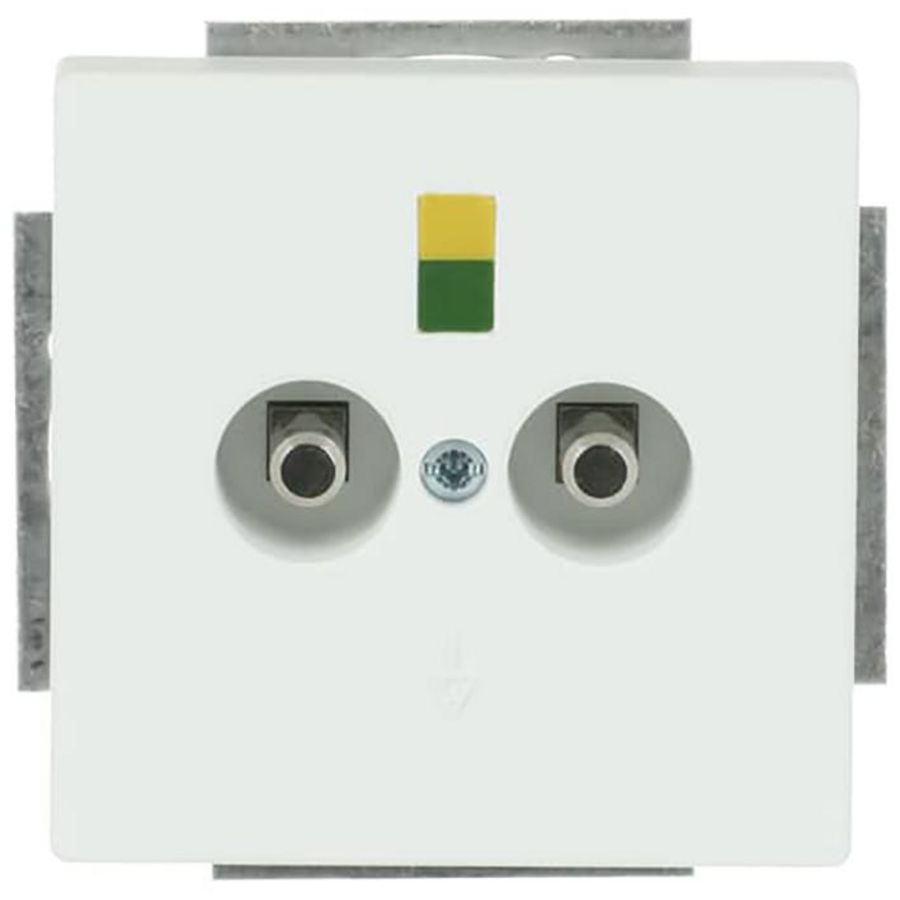 Aardingscontactdoos+Centraalplaat 2v inb f-matwit