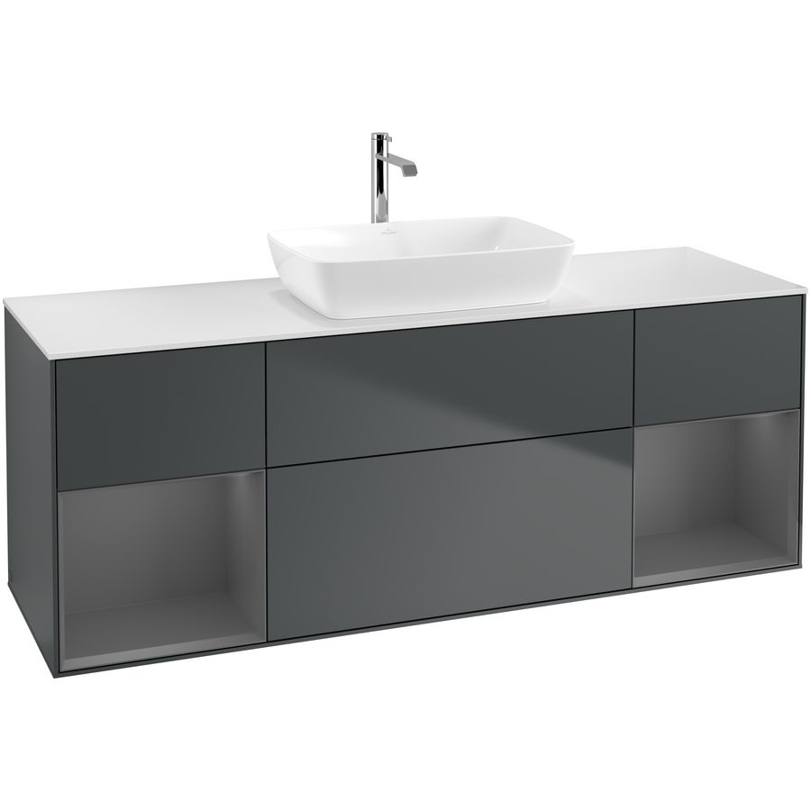 Wastafelonderkast Finion 1600x603x501mm Mid.Blue Matt Lacquer G861GKHG