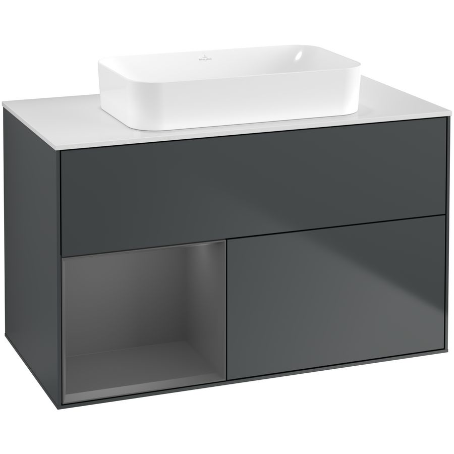 Wastafelonderkast Finion 1000x603x501mm Mid.Blue Matt Lacquer F651GKHG