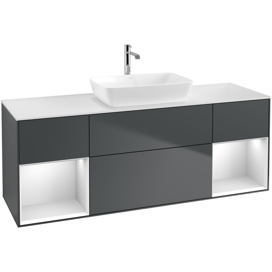Wastafelonderkast Finion 1600x603x501mm Mid.Blue Matt Lacquer G861MTHG