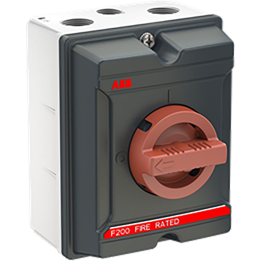 Onderhoudschakelaar aluminium, 25A, 3P, F200 fire OKA25GS3RF2