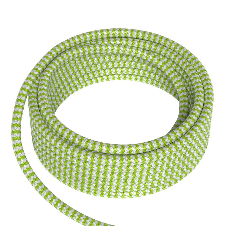 Lengte a 1,5m. Textielsnoer 2C 2x0,75mm² limoen/wit