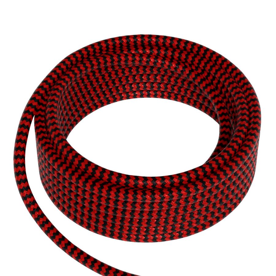 Lengte a 1,5m. Textielsnoer 2C 2x0,75mm² zwart/rood