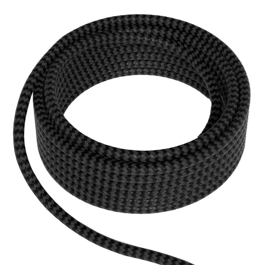 Lengte a 1,5m. Textielsnoer 2C 2x0,75mm² zwart/grijs