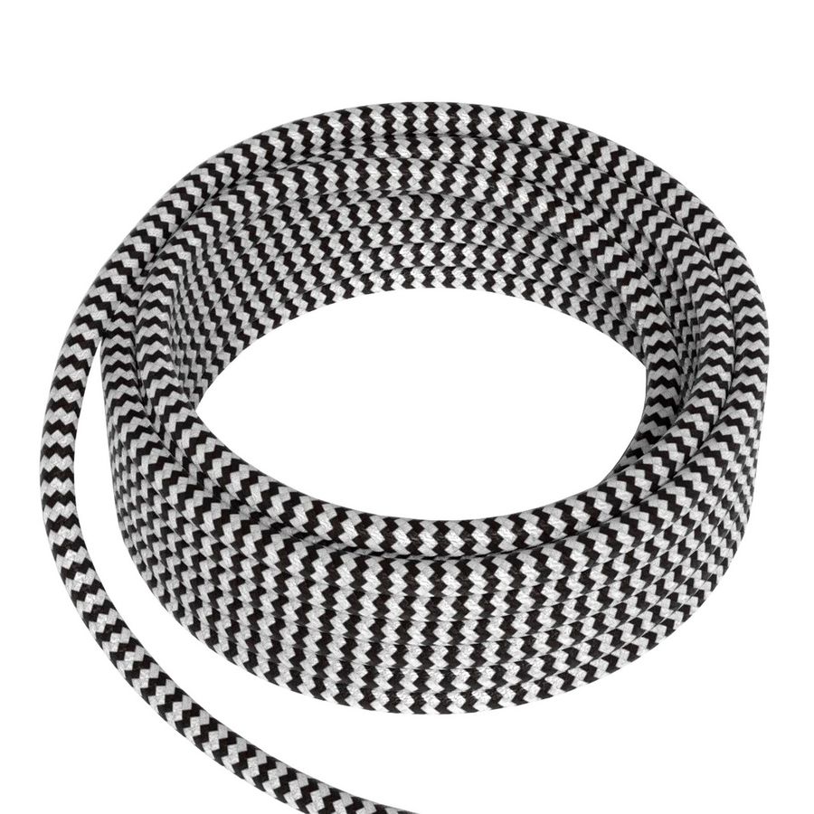 Lengte a 1,5m. Textielsnoer 2C 2x0,75mm² zwart/wit