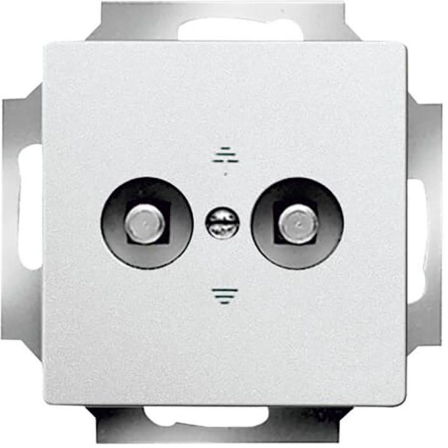 Aardingscontactdoos+Centraalplaat 2v inb f-alu