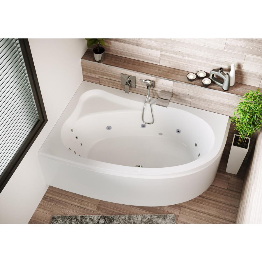 Whirlpool Lyra Rihopool 153x100cm rechts systeem FLOW rechts hoogglans wit