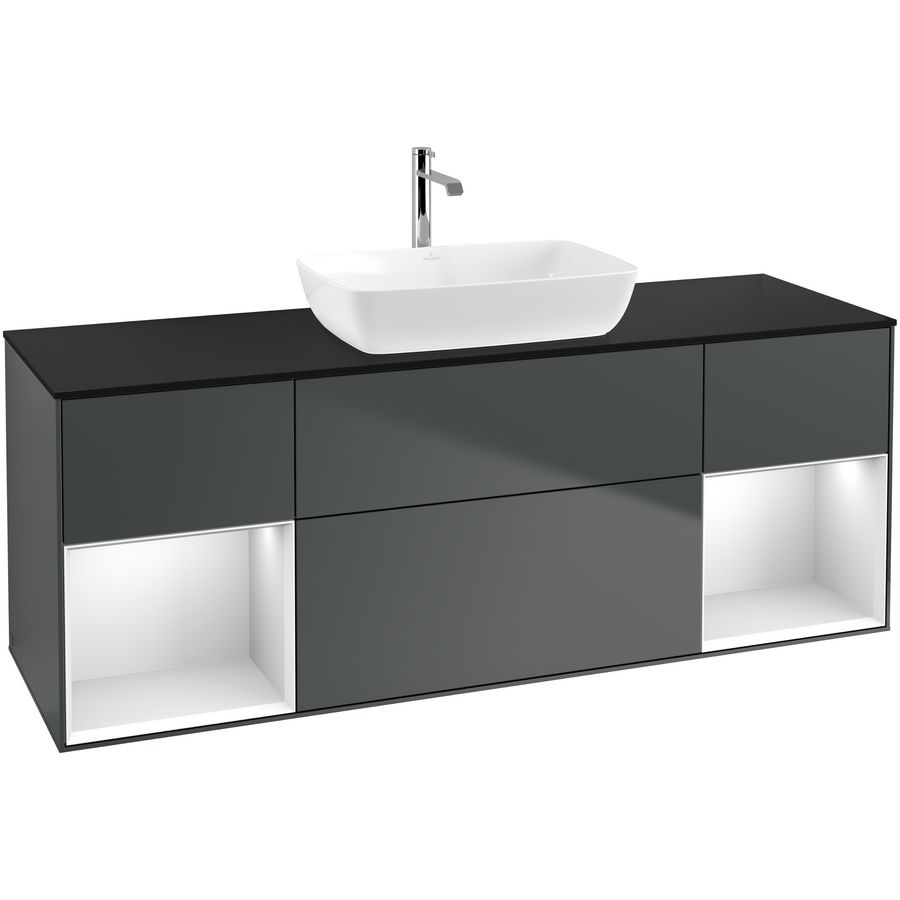 Wastafelonderkast Finion 1600x603x501mm Mid.Blue Matt Lacquer G862MTHG