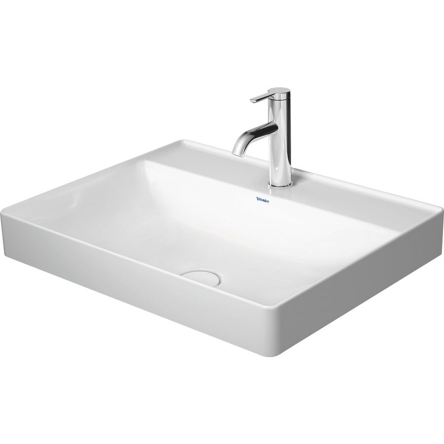 DURASQUARE #235460 opzetwastafel 600mm wit met kraangat geslepen onderzijde